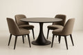 Table Ronde en MDF Noir avec Chaises en Tissu Taupe