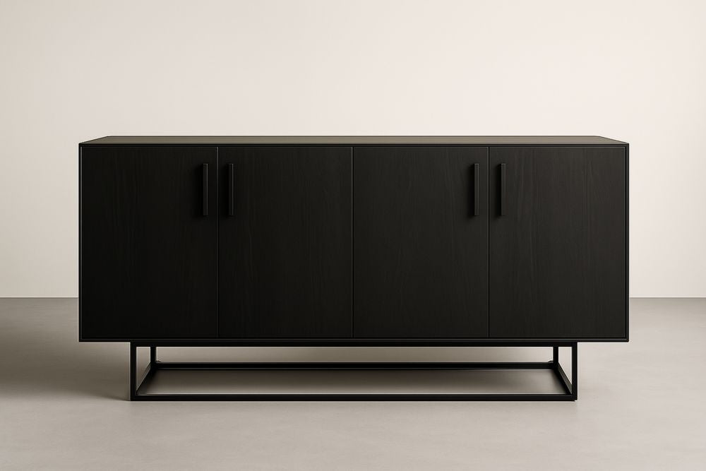 Buffet en bois et acier noir 180x45x75 cm(L×l×H)
