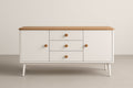 Buffet en MDF avec placage de chêne 120x40x75 cm Blanc et Chêne